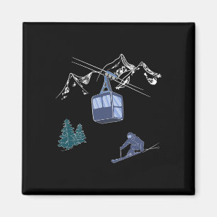 Winter Sports Skiing Snow Scene Vintage Ski Resort Magnet