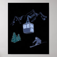Winter Sports Skiing Snow Scene Vintage Ski Resort