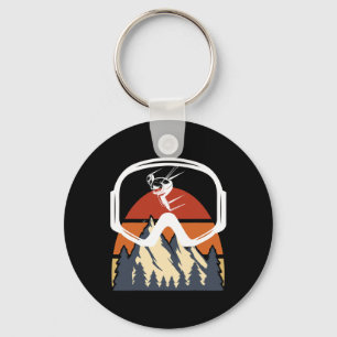 Winter Sports Skiing With Mountains Sunset Graphic Key Ring