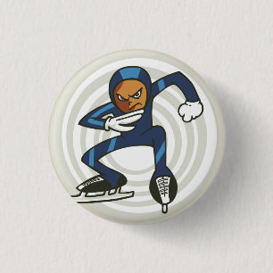 Winter Sports Speed Skater Flair Pinback 3 Cm Round Badge