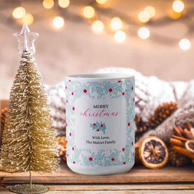 Winter Sprig Pattern | Minimal Pine Branch & Berry Coffee Mug (Creator Uploaded)