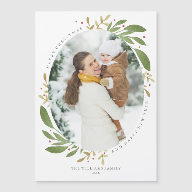 Winter Sprigs Magnetic Photo Card (Front)