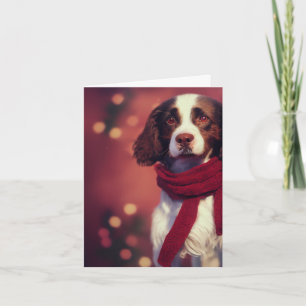 Winter Springer Spaniel Puppy Greeting Card