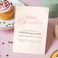 Winter Sprinkles Pink Glitter Baby 1st Birthday