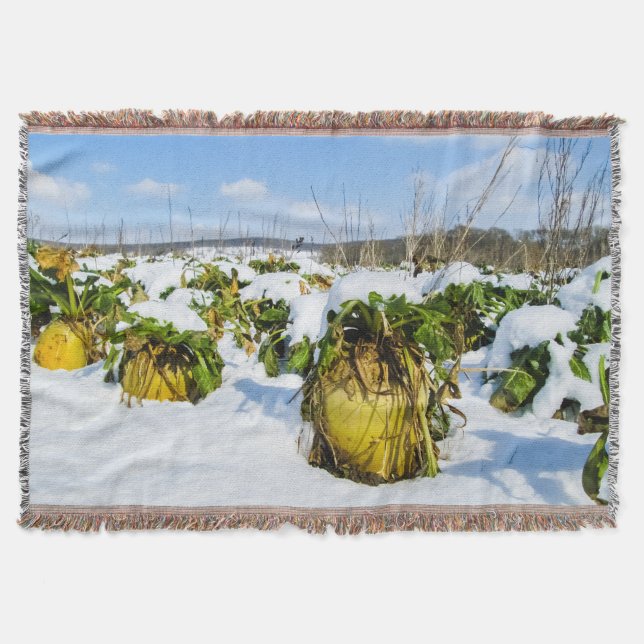 Winter Squash in Snow - Personalized Throw Blanket (Front)