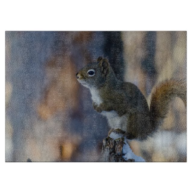 Winter Squirrel, Brown Animal, Canadian Photograph Cutting Board (Front)