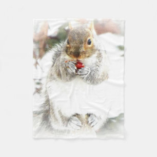 winter squirrel fleece blanket