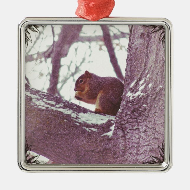 Winter squirrel metal tree decoration (Front)