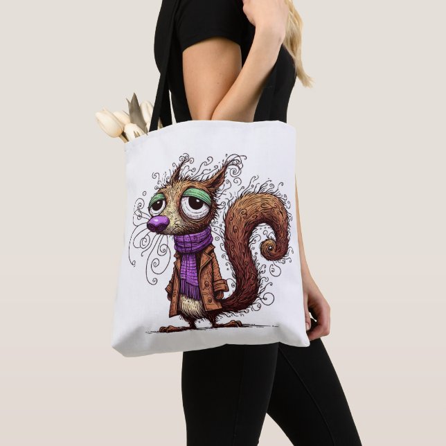 Winter Squirrel Tote Bag (Close Up)