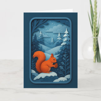 Winter Squirrel with Pinecone Card
