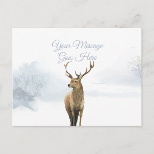 Winter Stag Christmas Holidays Elegant Simple Holiday Postcard