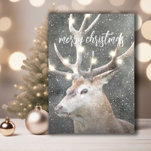 Winter Stag Glowing Lights Christmas Invitation