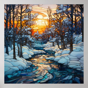 Winter Stained Glass Poster