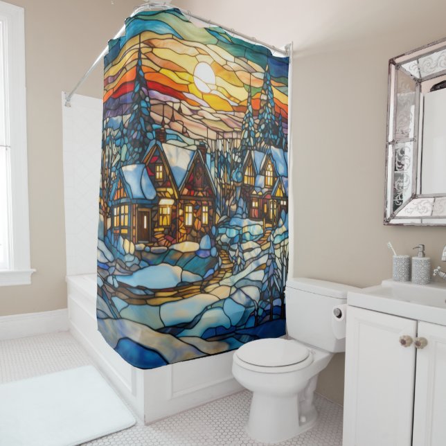 Winter Stained Glass Shower Curtain (In Situ)