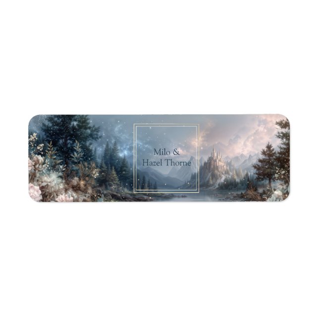 Winter Stardust Fairytale Castle Return Address Label (Front)