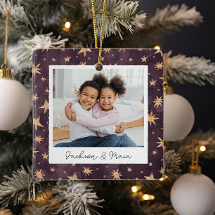 Winter Stars Double Sided Personalised Photo Ceramic Ornament