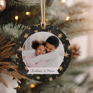 Winter Stars Double Sided Personalised Photo Ceramic Ornament