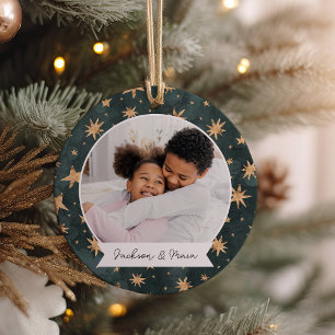 Winter Stars Double Sided Personalised Photo Ceramic Ornament