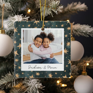 Winter Stars Double Sided Personalised Photo Ceramic Ornament