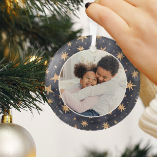 Winter Stars Family Photo Glass Tree Decoration