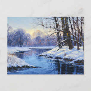 Winter Stillness by the Frozen Havel River Postcard