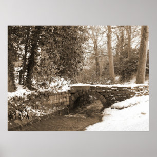 Winter Stone Bridge Poster