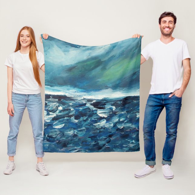 Winter Storm Abstract Art Fleece Blanket (In Situ)