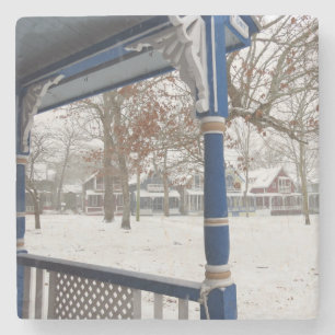Winter Storm in Cottage City - Martha's Vineyard Stone Coaster