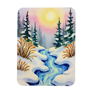 Winter Stream Landscape Magnet
