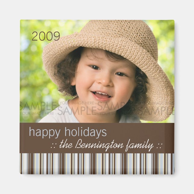 Winter Stripes :: Christmas Photo Magnet (Front)