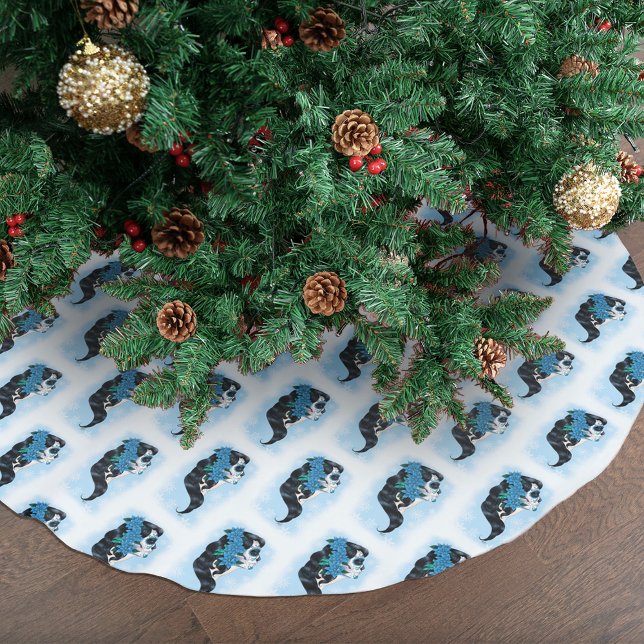 Winter sugar Skull Blue Snowflakes Brushed Polyester Tree Skirt (Creator Uploaded)