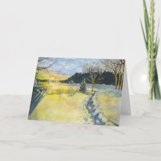 Winter Sun and Snow Christmas Card