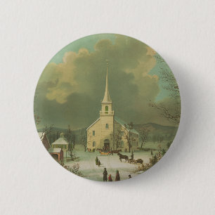 Winter Sunday in olden times 6 Cm Round Badge