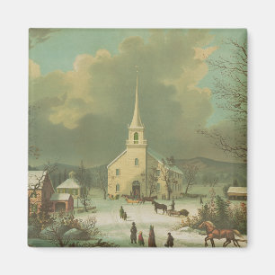 Winter Sunday in olden times Magnet