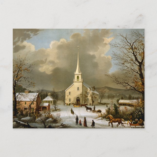 Winter Sunday in Olden Times Postcard (Front)