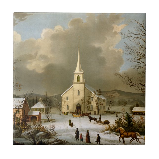 Winter Sunday in olden times Tile (Front)