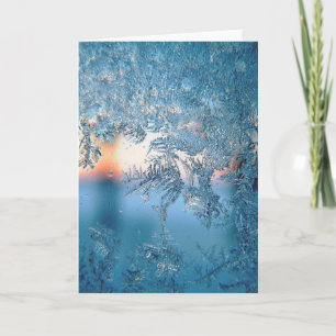 Winter Sunlight Through Frosted Ice Crystals Glass Holiday Card