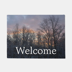 Winter Sunrise I Pastel Nature Landscape Doormat