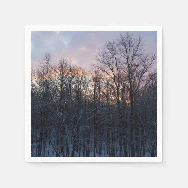 Winter Sunrise I Pastel Nature Landscape Napkin (Front)