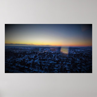 Winter Sunset Cedar Rapids Poster