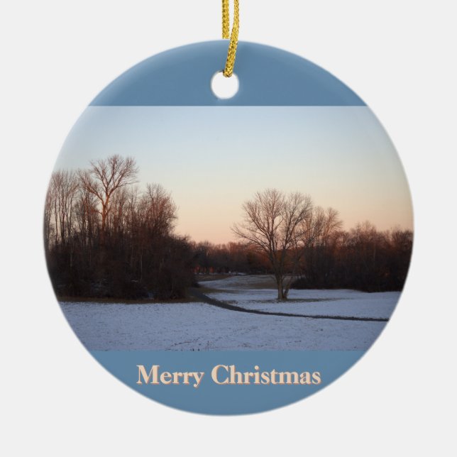 Winter Sunset Christmas Ornament  (Front)