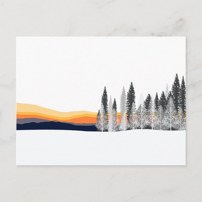 Winter Sunset Forest Silhouette Postcard (Front)