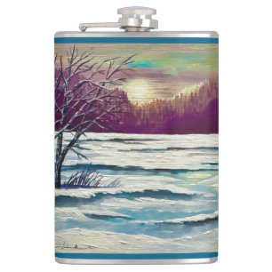 Winter Sunset  Hip Flask