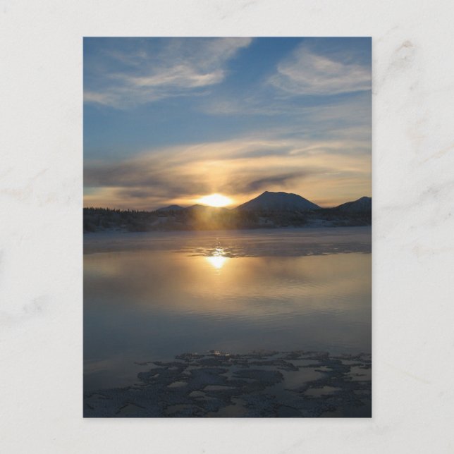 Winter Sunset in Aleknagik Postcard (Front)