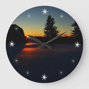 Winter Sunset  Large Clock