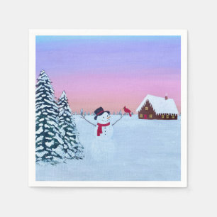winter sunset napkin