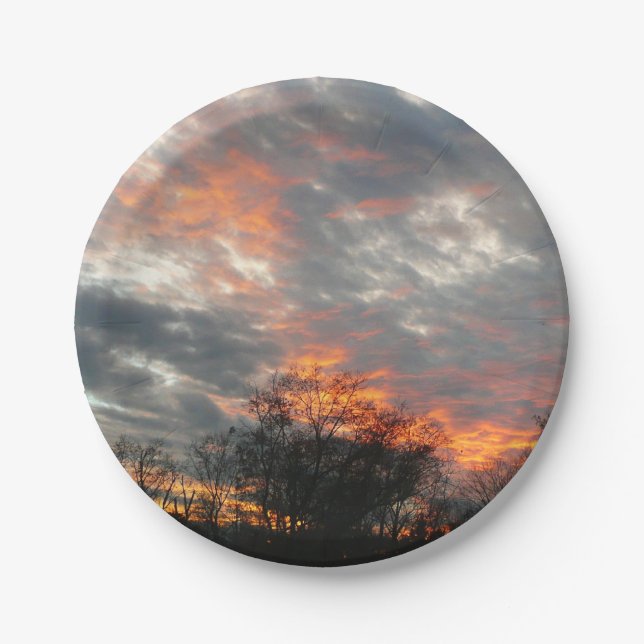 Winter Sunset Nature Landscape Photography Paper Plate (Front)