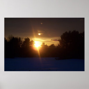 Winter Sunset over the Trees Poster