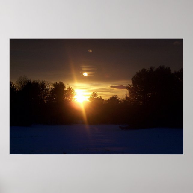 Winter Sunset over the Trees Poster (Front)