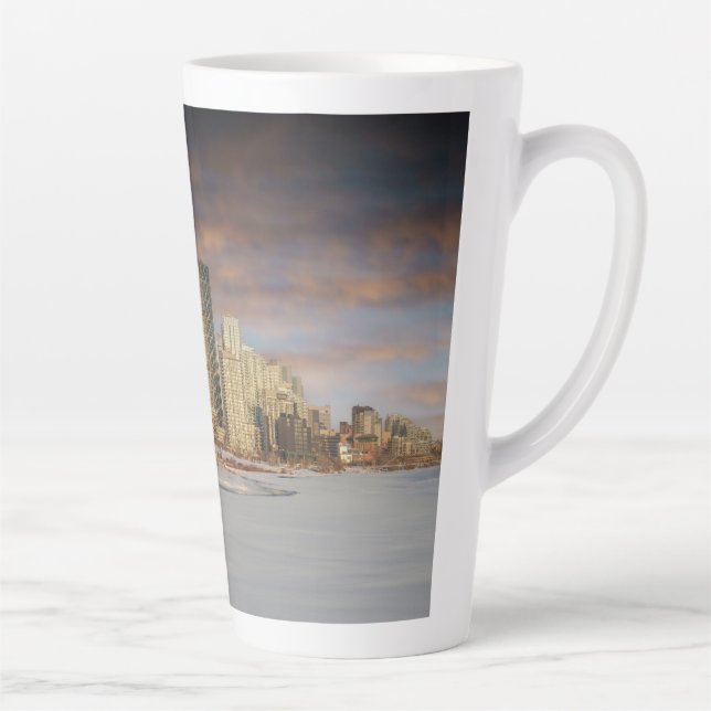 Winter Sunset Scene At Calgary Skyline Latte Mug (Right)